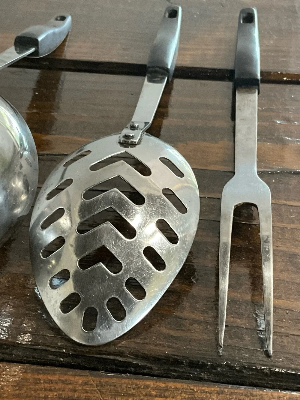 Vintage Lot of 3 Ashton Serving Utensils Stainless Steel Wheat Pattern Handle